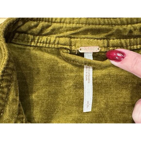 Free People Lacey Velvet Jacket Moto Lace Up Side Cuff Zip Charteruse Small Rare - Picture 10 of 15